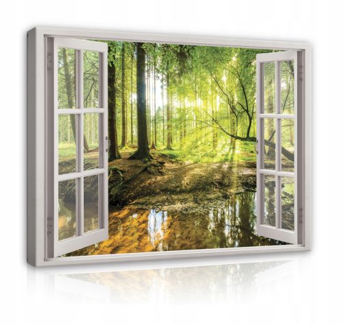  Bild WALDFENSTER An der Wand Leinwand für das Wohnzimmer 100x70