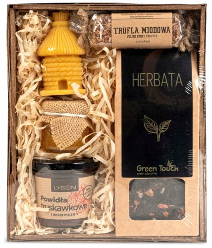  Kleiner GESCHENKKORB, Tee, Marmelade, Trüffelkerze