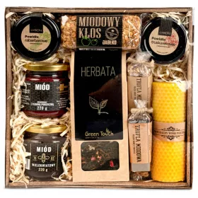  GESCHENKKORB Tee-Marmelade-Honig-Kerze-Trüffel