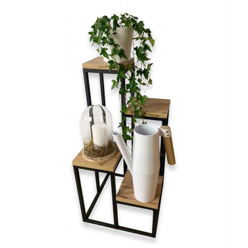 BLUMENSTÄNDER AUS HOLZ Blumenständer aus Metall, industrieller Loftständer EICHE