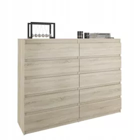  Mobene Moderne Kommode 140 x 40 x 120 cm Sonoma-Eiche matt