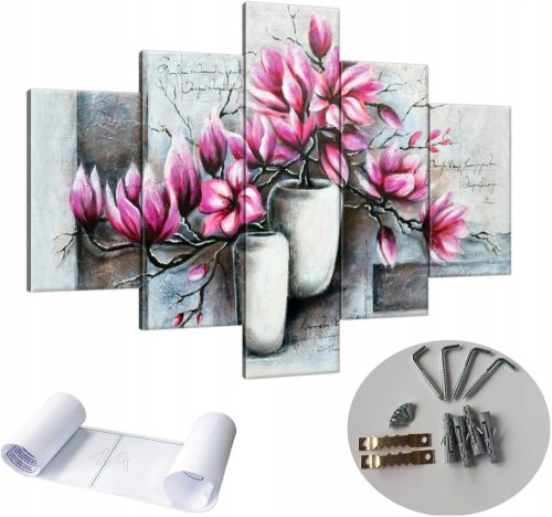 Bilder an der Wand TRIPTIQUE WANDBILD FÜR DAS WOHNZIMMER MAGOLIA BLUMEN