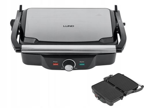  Kontakt-, Panini-, faltbarer, traditioneller Elektrogrill Lund 67458 silber/grau 1600 W