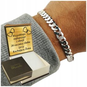    Silbernes Herren-Rüstungsarmband, 7 mm/24 cm, Diamant 925, KOSTENLOSE Gravur