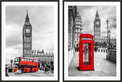 Bilder an der Wand PICTURE Poster 50x70 Diptychon Big Ben Stand London