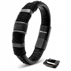  Herren-Lederarmband [Ring] Schwarz