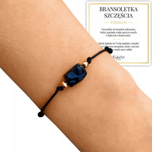  SCHWARZES TURMALIN-ARMBAND MIT VERSTELLBAREN BÄNDERN