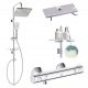 Grohe Grohtherm 800 Chrom-Duscharmatur + Invena Nyks Aufputz-Duschset