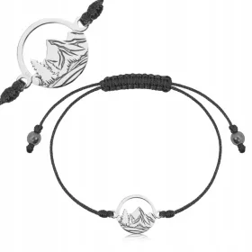  Silbernes Armband an einer Schnur BLACK MOUNTAIN FOREST