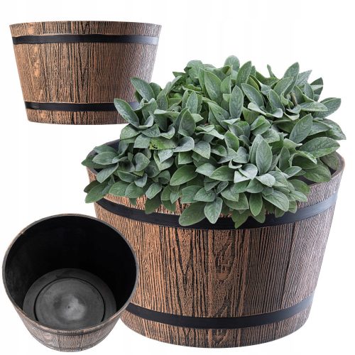  Blumentopf Kadax, 23 cm x 23 x 17 cm, Durchmesser 23 cm, Kunststoff in Braun- und Beigetönen