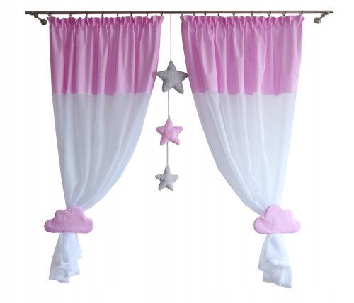  KINDERVORHANG-Set, Baumwollvoile + Sterne
