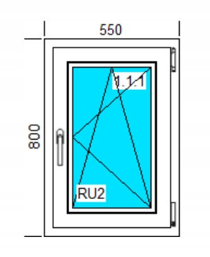 PVC-FENSTER 550x800 RU WEISS, RECHTS