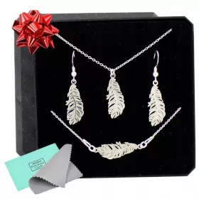  SILBER-SET MIT GRAVIERTEN FEDEROHRRINGEN 925 #2