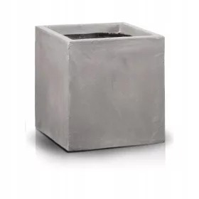    Polnix Blumentopf 40 cm x 40 x 40 cm Durchmesser 40 cm Keramik in den Farbtönen Grau und Silber