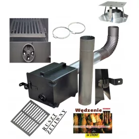    Räucherset, verstellbare Feuerbox 25x25x32cm, 2mm Blech, Gussrost PL