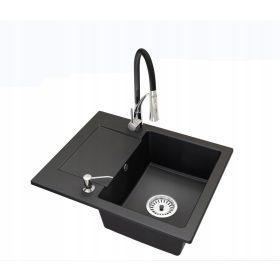   Brado DONZO Einbeckenspüle Nexo Wasserhahn Spender Siphon Chrom schwarzer Granit