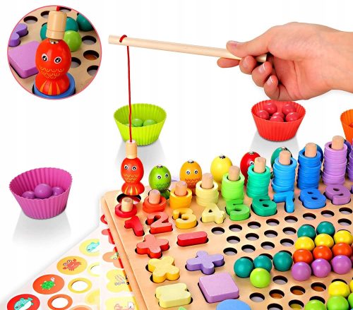  MONTESSORI-GEHIRN-TRAINING-PUZZLE-FISCH-BÄLLE-ZAHLEN