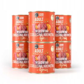  John Dog Rindfleisch Kalbfleisch Garnelen Kürbis 6x800g