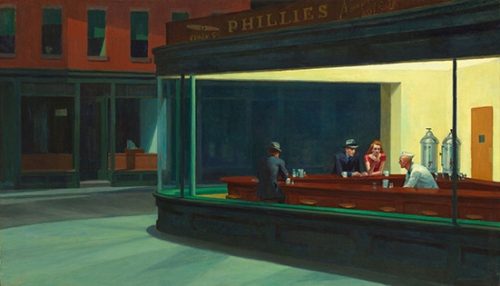 Bilder an der Wand Rep Edward Hopper Night 100X55 Bildleinwand