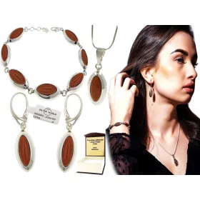    Silver World Schmuckset: Armband + Ohrringe + silberner Wüstensand-Anhänger