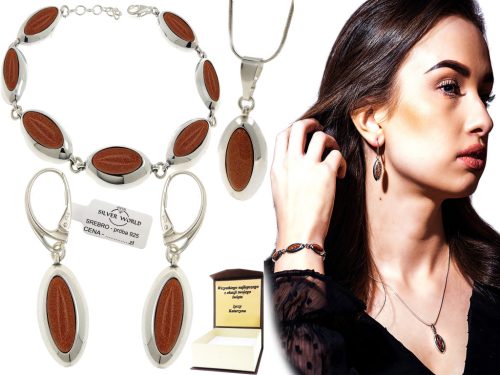  Silver World Schmuckset: Armband + Ohrringe + silberner Wüstensand-Anhänger