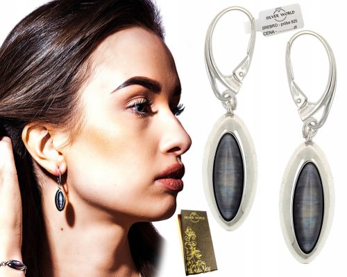  Silver World Hängeohrringe aus 925er Silber-Hämatit