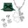  SILBERNES KLEE-SCHMUCK-SET MIT ZIRKONIA ALS GESCHENK FÜR SIE