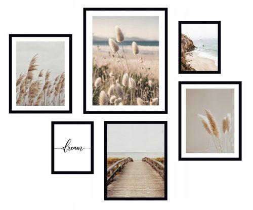 Bilder an der Wand 6x RAHMENBILD-POSTER BOHO-RAHMEN PAMPASGRAS