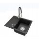 Brado DONZO Einbeckenspüle TARU Wasserhahn Spender Siphon Chrom schwarzer Granit