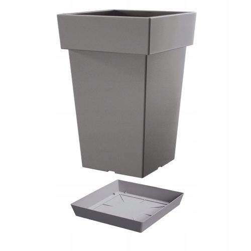  Prosperplast Blumentopf 43,9 cm x 28,9 x 43,9 cm, Kunststoff in Grau- und Silbertönen