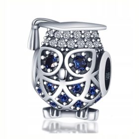  ARSilver silberner Eulenanhänger mit Kristallen