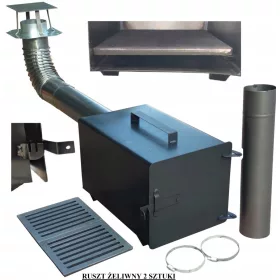    Räucherset, Kamin, EINSTELLUNG, 2X GUSSEISENROST, Rohr, Bogen, 26X25X40