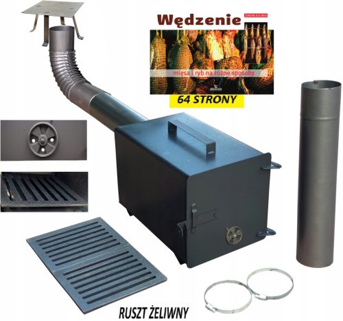  Smoker-Set, Feuerbox, 2mm Blech, Rost, Rohr, XXL-Kniestück