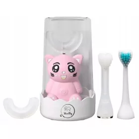  Heelly Kinder-Schallzahnbürste Pink Kitty 4 Köpfe 360
