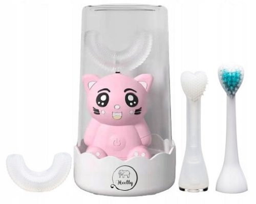  Heelly Kinder-Schallzahnbürste Pink Kitty 4 Köpfe 360