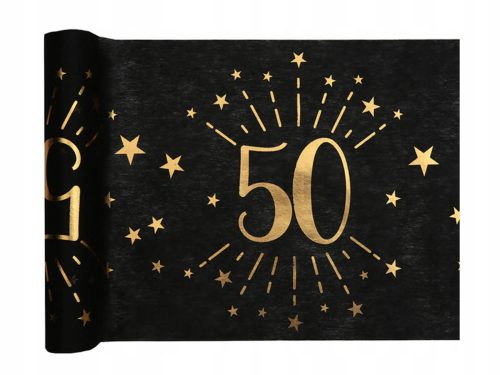 Tischdecke Läufer Tischläufer, Schwarz, Gold, 500 x 30 cm
