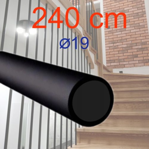 ROHRROHR FÜR BALUSTRADE, MATTSCHWARZ, 19 mm, 240 cm, Balusterpfosten-Handlauf