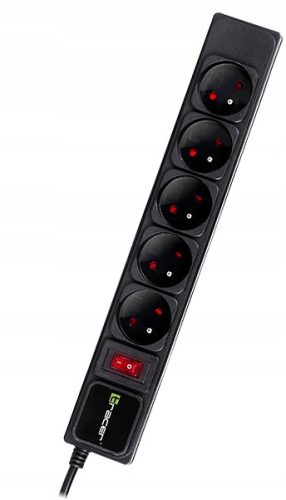  TRACER PowerGear 1,5 m schwarze Steckdosenleiste (5 Steckdosen)