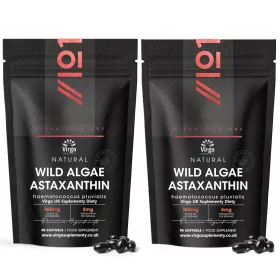   Natürliche Astaxanthin-Kapseln 160mg aus Wildalgen und Kokosöl - 180 Softgels