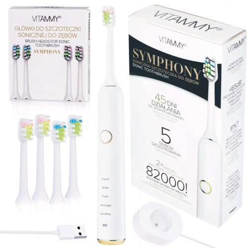  Vitammy Symphony Schallzahnbürste, Weiß und Gold