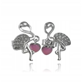  Rhodinierte FLAMINGO-OHRRINGE AUS SILBER MIT ZIRKONIA