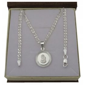  925 SILBERKETTE 50CM KOMMUNION, TAUFMEDAILLE