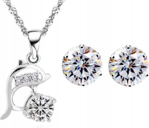  Silbernes Set aus Delfinschmuck mit Zirkonen