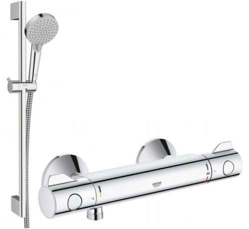 Hansgrohe Vernis Blend Aufputz-Duschset + Grohe Grohtherm 800 Chrom-Duscharmatur
