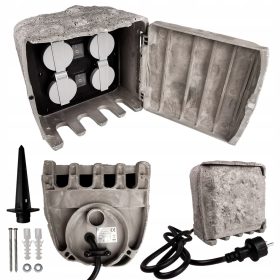    Moveto Gartenverlängerungskabel 1,5 m, 4 Stück graue Steckdosen