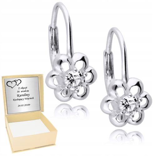  Englische Blumenohrringe aus 925er Silber mit Zirkonia