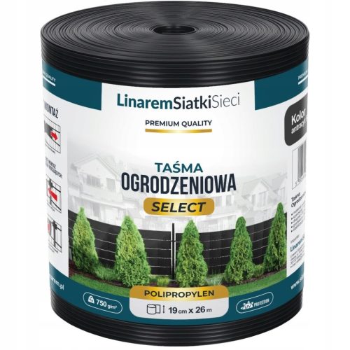  Linarem SiatkiSieci Select Zaunband 0,19x26 m Anthrazit