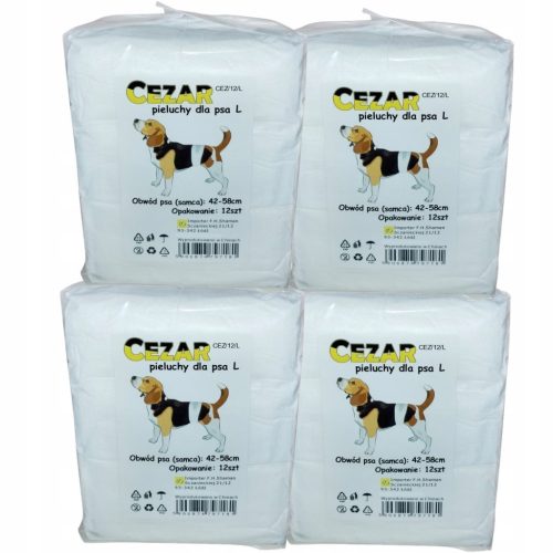  CEZAR Pampers Windeln für Rüden L 48 Stück, Bauchumfang 42-58 cm