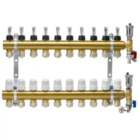  Messingverteiler 10 Kreise mit PEX16-Adaptern