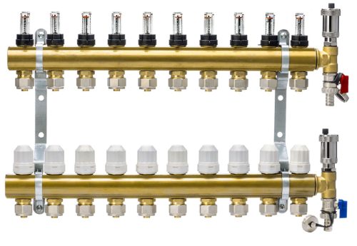  Messingverteiler 10 Kreise mit PEX16-Adaptern